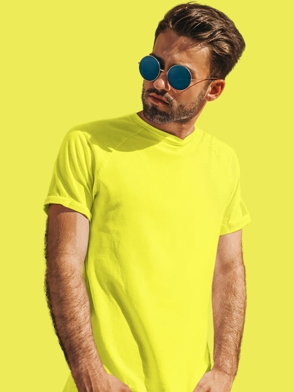 Mister Fab Premium Lemon Yellow Cotton T-Shirt