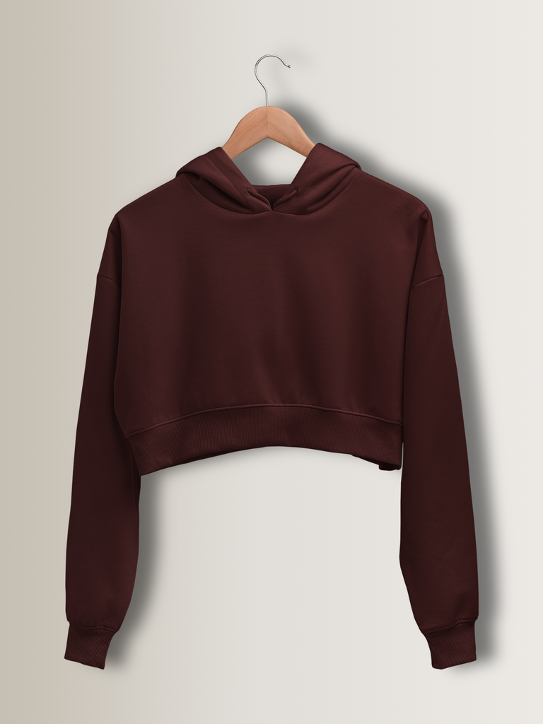 Mister Fab Maroon Crop Hoodie