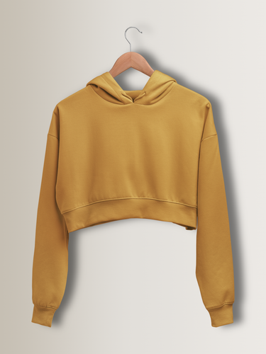 Mister Fab Mustard Yellow Crop Hoodie