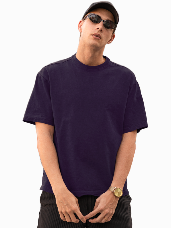 Mister Fab Oversized Premium Purple Cotton T-Shirt