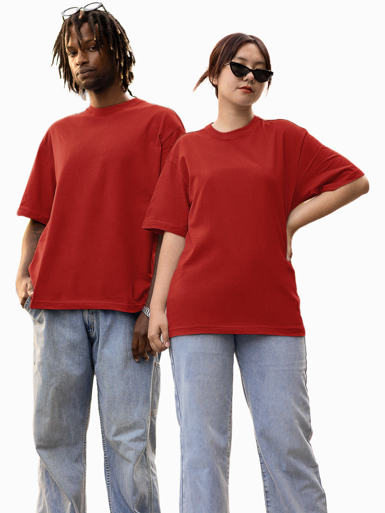 Mister Fab Oversized Premium Red Cotton T-Shirt