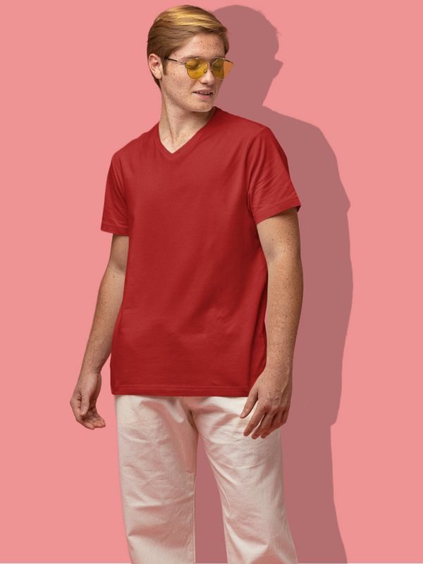 Mister Fab Red V Neck T-Shirt