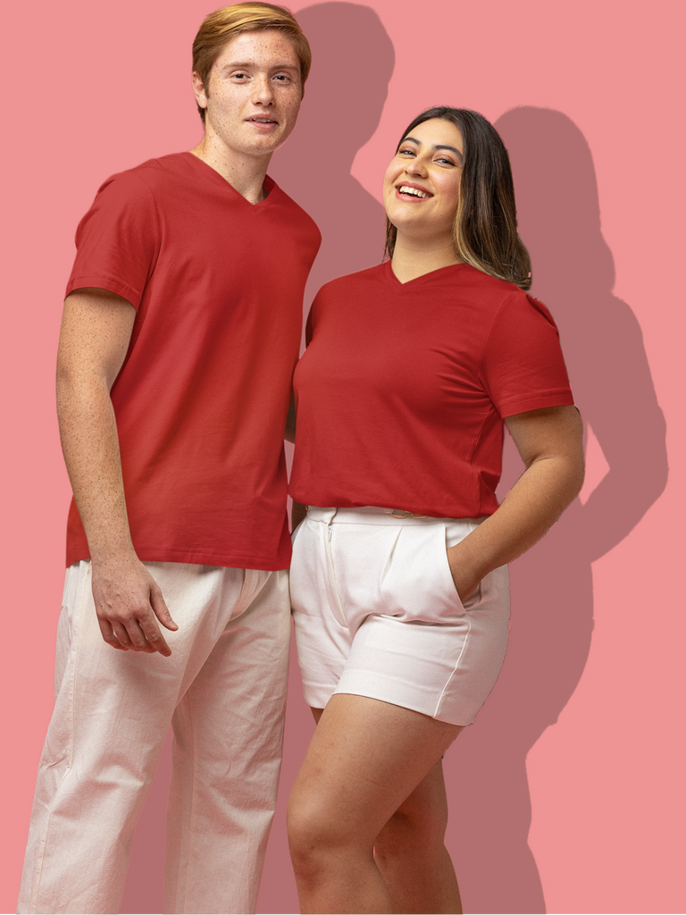 Mister Fab Red V Neck T-Shirt