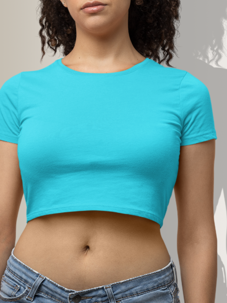 Mister Fab Sky Blue Crop Top