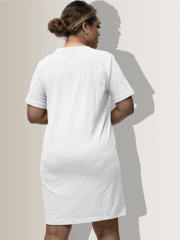 Mister Fab White T-Shirt Dress with Pockets