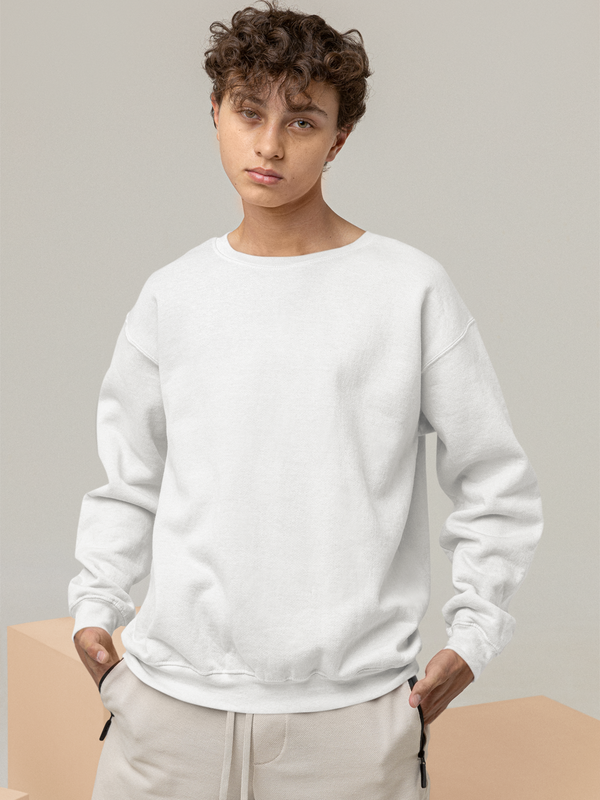 Mister Fab Premium White Cotton Sweatshirt
