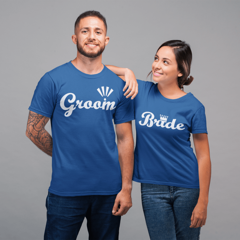 Groom and Bride Round Neck T-Shirt - Mister Fab