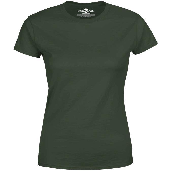 Women Olive Green Round Neck plain T-Shirt - Mister Fab