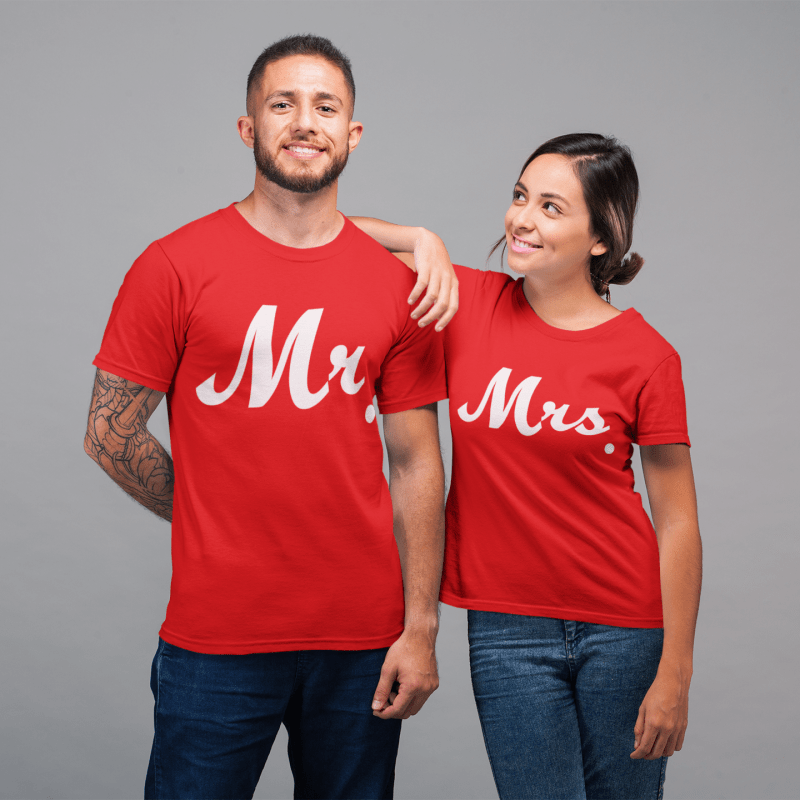 Mr and Mrs Round Neck Couple T-Shirt - Mister Fab