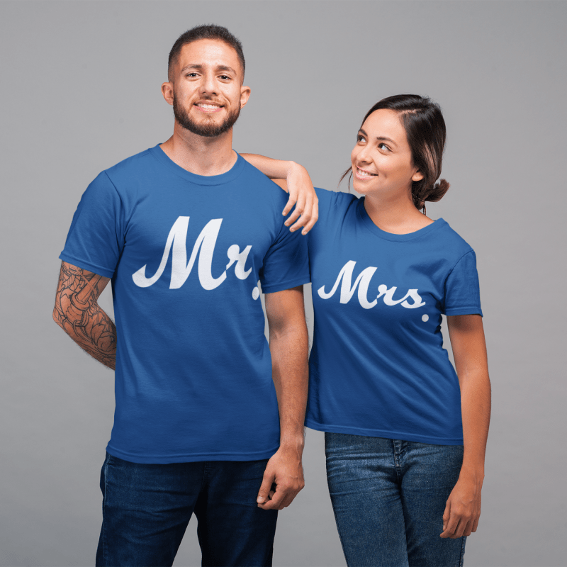 Mr and Mrs Round Neck Couple T-Shirt - Mister Fab
