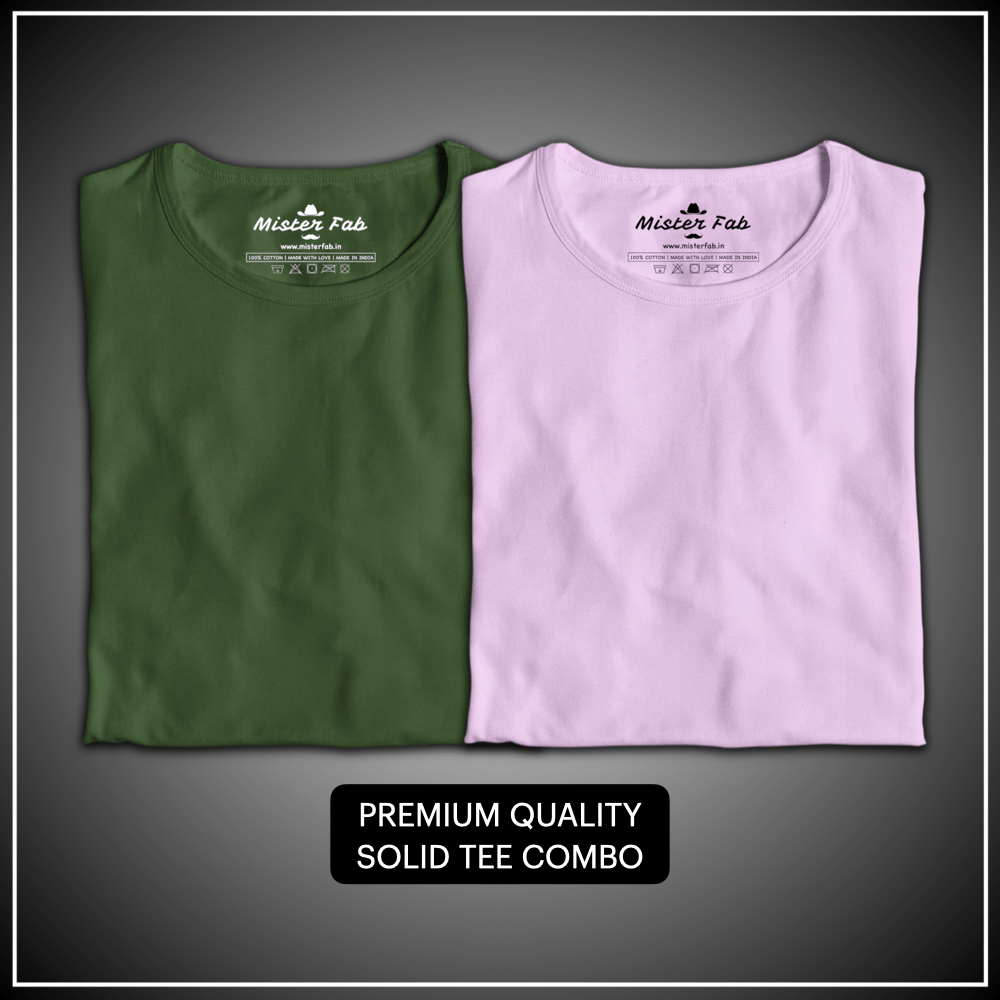 Pack of Two Unisex T-Shirts (Olive Green and Baby Pink) - Mister Fab