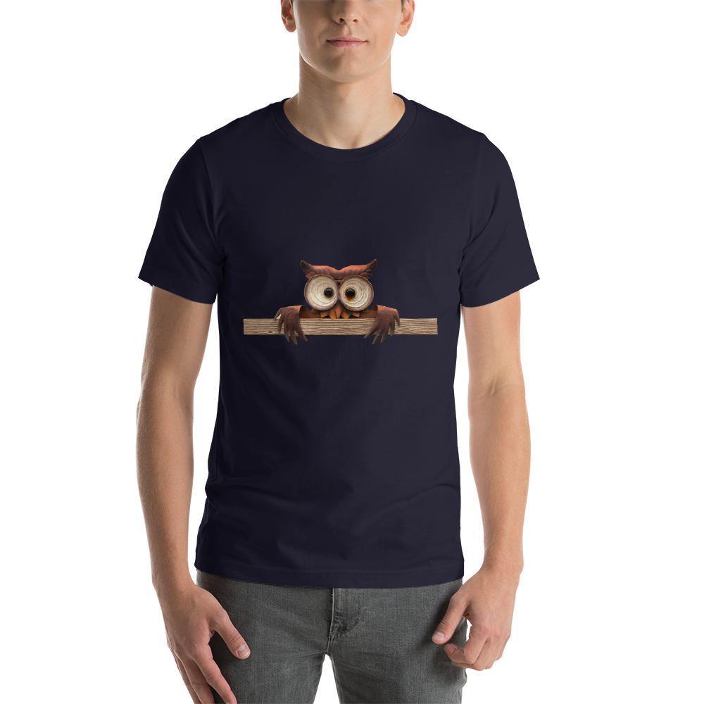Staring Owl Men Round Neck printed T-Shirts - Mister Fab