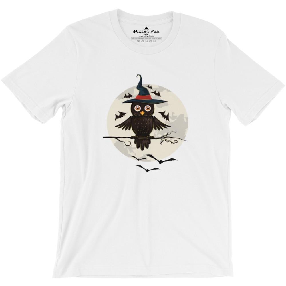 Owl in Cap Round Neck T-Shirts - Mister Fab