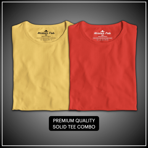 Pack of Two Unisex T-Shirts (Red and Golden Yellow) - Mister Fab