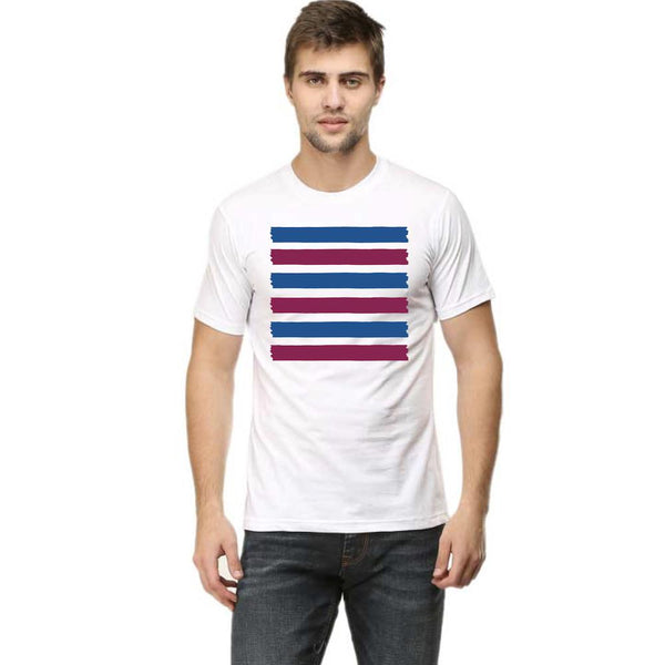 Stroke Line Colour Block Pattern T-Shirts - Mister Fab