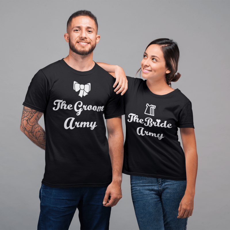 The Bride Army and The Groom Army Round Neck T-Shirt - Mister Fab