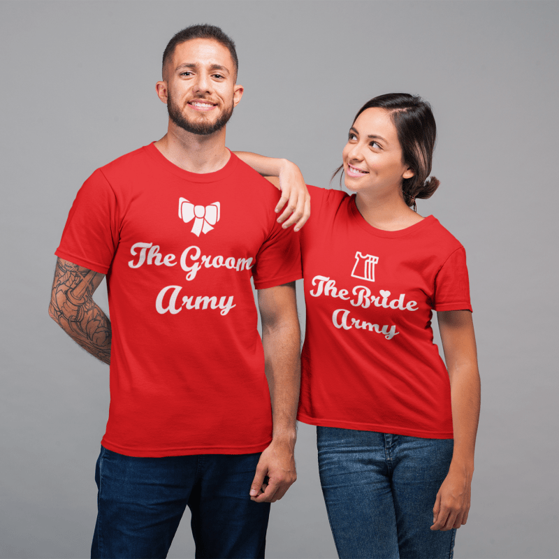 The Bride Army and The Groom Army Round Neck T-Shirt - Mister Fab