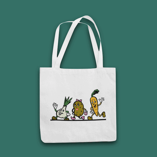 Cartoon Vegetable Tote Bag - Mister Fab