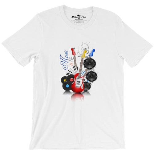 Music is life round Neck T-Shirts - Mister Fab